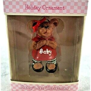 Teddy Bear Baby First Christmas Tree Ornament  New
